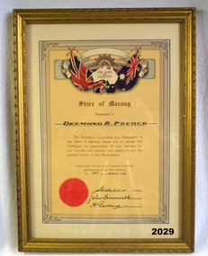 Marong Shire Certificate for service in WW2.