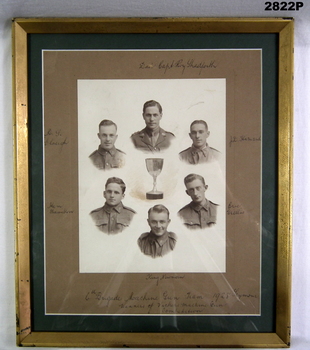 Framed photo showing six portrait soldier images.