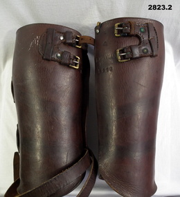 Pair of brown leather leggings 1928.