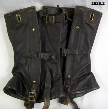 Pair of Black webbing gaiters.