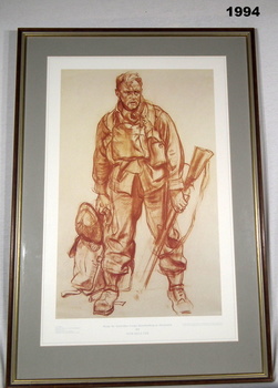 Framed colour print of Australian soldier.