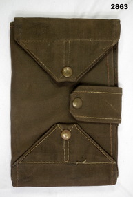Folding dark colour canvas map case.