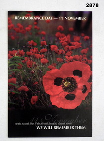 Remembrance Day Post card in colour.