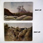 Colour postcards showing battle field scenes.