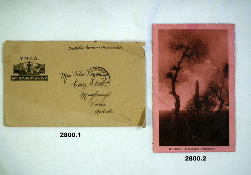 Letter and envelope being a YMCA one.