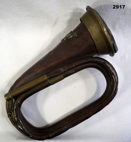 Brass bugle with Rising sun badge WW1.