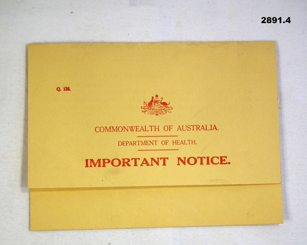 Folder re the Quarantine Act Australia.