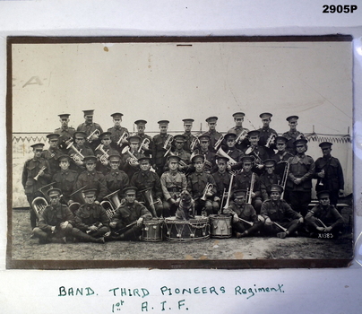 Group photograph showing the 3rd Pioneers band.