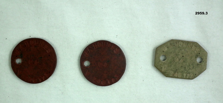 Three Identity discs from WW2.