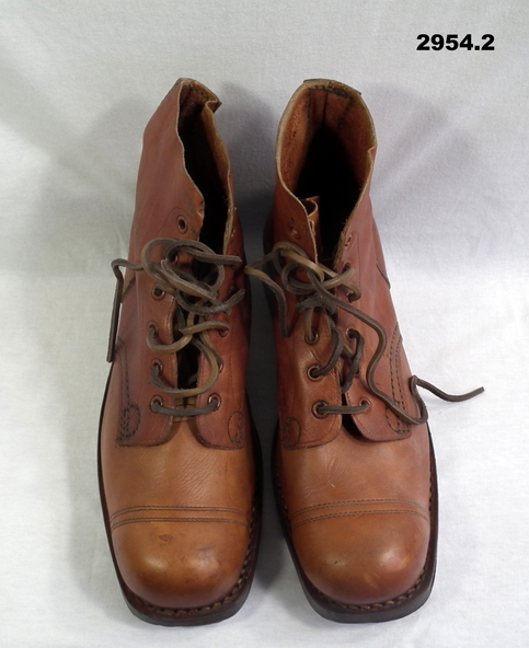 Footwear - BOOTS, BROWN, Possible WW2