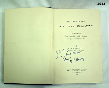 Book, history of the 2/4th Field Regt.