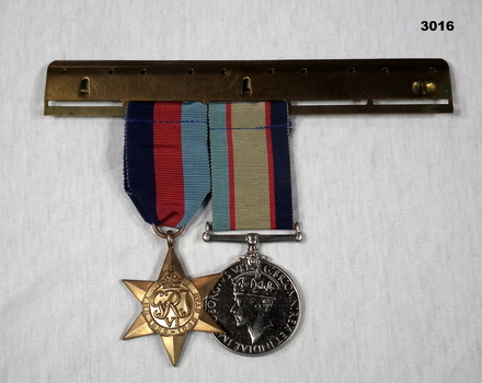 Two medals WW2 on brass mounting plate