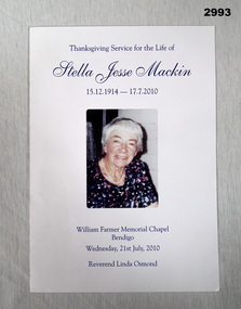 Funeral Thanksgiving card of an ex service women.