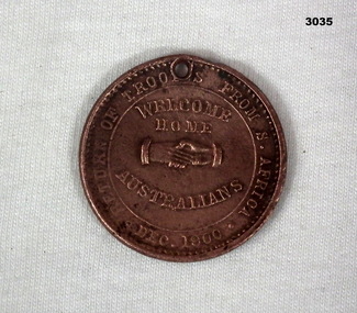 Medallion welcoming home Australians from the Boer War.