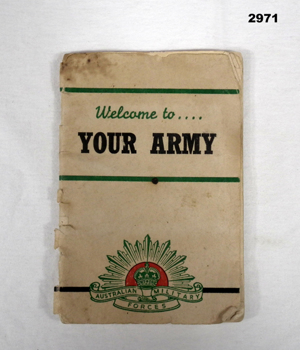 Small booklet, Welcome to your Army.