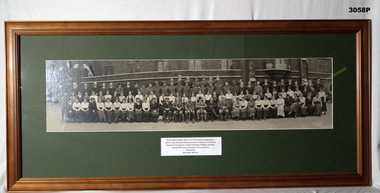 Panorama framed photo of hospital staff WW1.