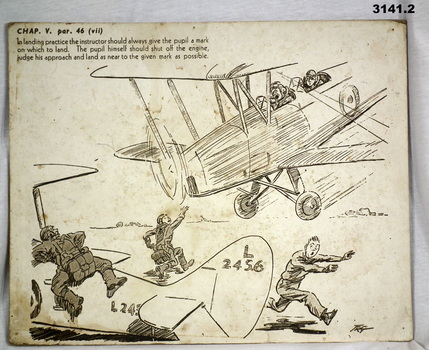 Three cartoon posters re aircraft training.