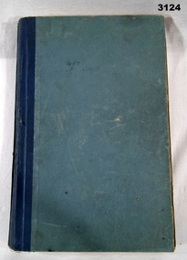 Blue hard cover exercise book.