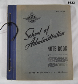 NOTE BOOK, RAAF et al, RAAF School of Administration