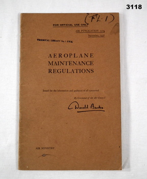 Booklet, aeroplane maintenance regulations.