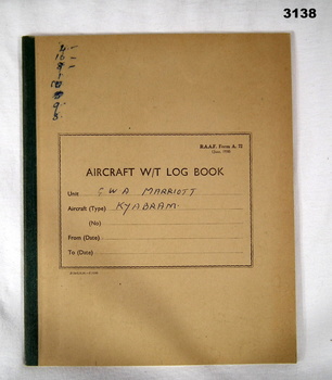 Aircraft RAAF W/T log book.