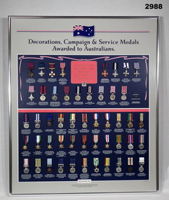 Framed set of replicas showing awards to Australians.