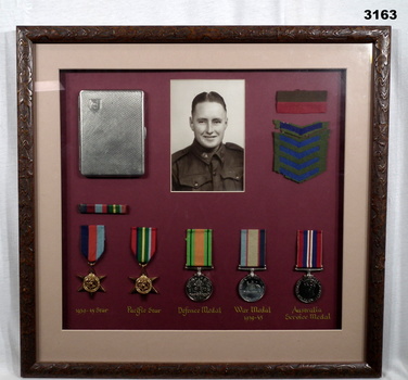 Framed medals, photo and other Australian soldier