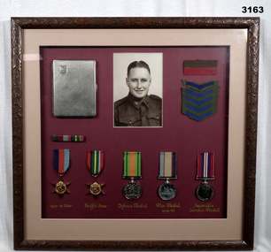 Framed medals, photo and other Australian soldier