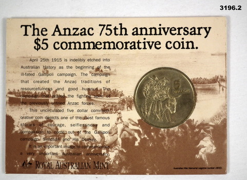 Anzac Comemmorative $5.00 coin.