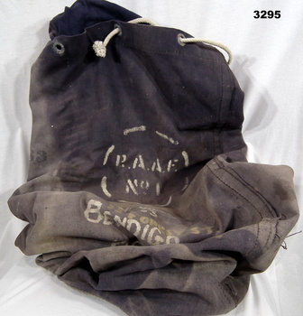 Blue RAAF kit bag with identity on