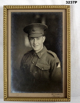 B & W portrait photo a soldier framed.
