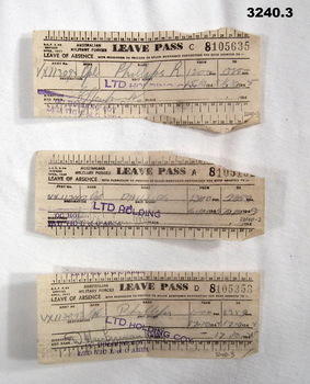 Three leaves passes relating to WW2