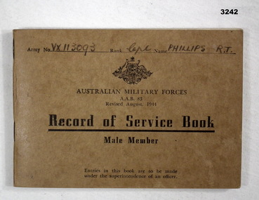 BOOK, Record of Service - Male Members, c.1944