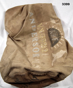 Brown canvas kit bag issued during WW2.
