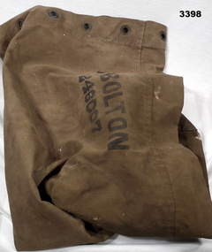 Brown kit bag issued during WW2.