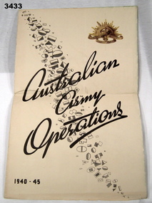 Poster - A Chart of Australian Army Operations 1940 -1945, LHQ Cartographic Coy, Aust Survey Corps with Directorate of Public Relations