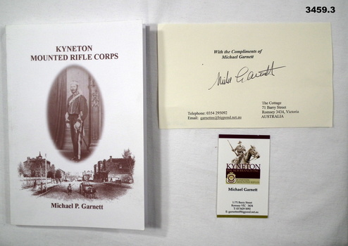 Book relating to the Kyneton Riflr Corps.