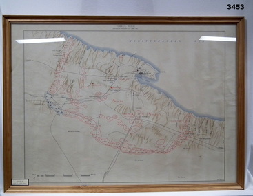 Map framed showing the Tobruk Defences.
