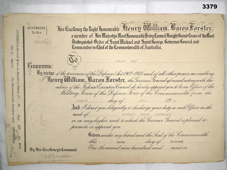 Certificate of appointment to an Officer AIF.