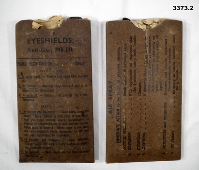 Eye shields for anti gas protection.