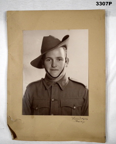 B & W photo portrait of a soldier WW1.