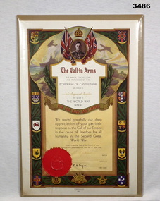 Shire certificate issued post WW1.