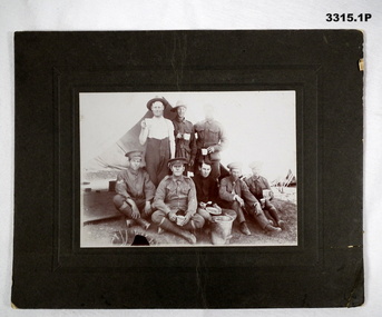 Two photographs showing soldiers outside their tents WW1.