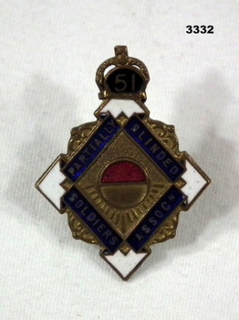 Badge, Partially blinded Soldiers Association.