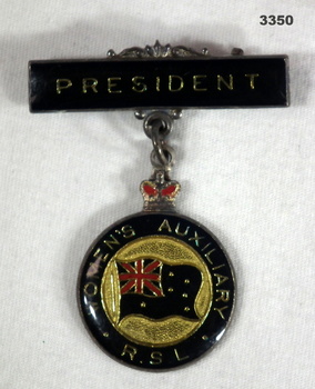 Presidents badge Women’s RSL Auxillary.