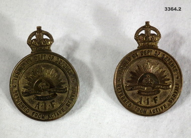 Two WW1 Returned from Active Service badges.