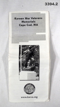 Brochure re Korean War Veterans Cape Cod.