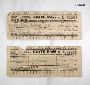 LEAVE PASSES, 1944 - 1945