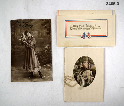 Three colour cards sent during WW1.