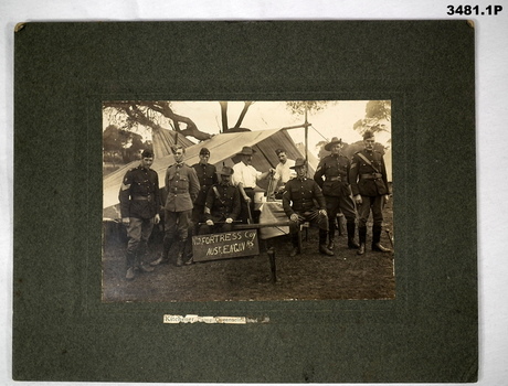 Photo on card re Fortress Coy camp.